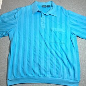 Tropi-Cool Mens XL Turquoise Tennis Golf Polo Shirt On Tone Cotton Blend Pocket